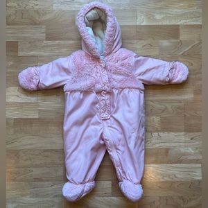 London Fog 3-6 month baby girl snowsuit pink infant hooded winter jacket